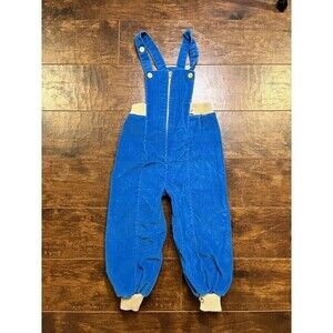 Winnie the Pooh Blue Corduroy Pant Overalls Sleeveless Zipper Front USA 26-31 LB